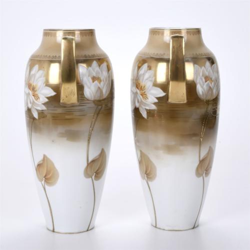 REINHOLD SCHLEGELMILCH. PAIR OF GERMAN ART NOUVEAU VASES, C