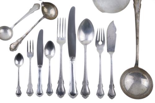 SPANISH CUTLERY FOR TWELVE SERVICES IN SILVER, MID 20TH CEN