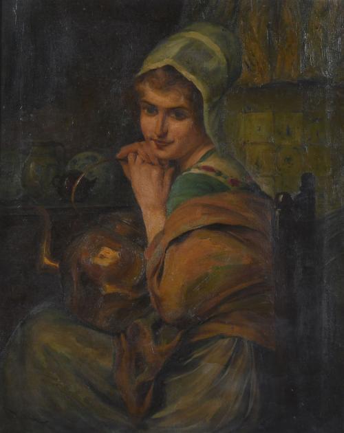 RUDOLF JELINEK (1880-1944). "AU CHEMINÉE" (BY THE FIREPLACE).