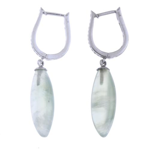 PREHNITE AND DIAMONDS EARRINGS.