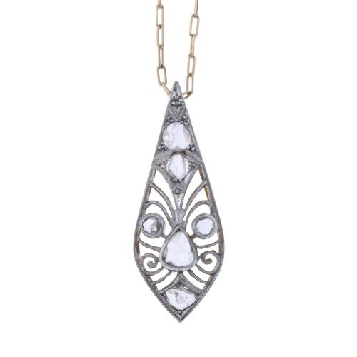 MODERNIST PENDANT IN YELLOW GOLD, PLATINUM AND DIAMONDS.