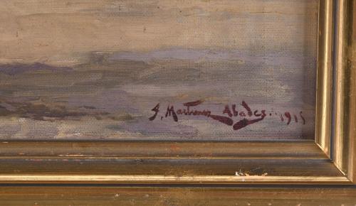 JUAN MARTÍNEZ ABADES (1862-1920). "BARCO ARDIENDO", 1915.