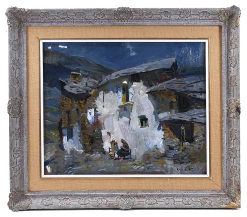 JOSEP SERRASANTA (1916-1998). "RURAL LANDSCAPE WITH FIGURES