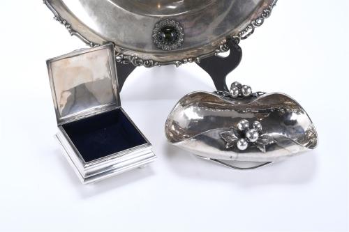 TWO PERUVIAN SILVER CENTREPIECES AND JEWELLERY BOX, SECOND 
