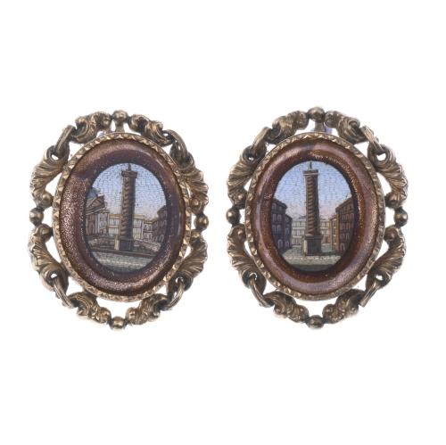 ITALIAN MICROMOSAIC EARRINGS, 19TH CENTURY.