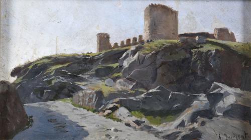 SEBASTIÀ JUNYENT SANS (1865-1908).  "VIEW OF A CASTLE".