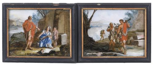 17TH CENTURY NEAPOLITAN SCHOOL. "THE PROPHET ELIJAH AND THE WIDOW OF SAREPTA" AND "NOAH'S VINEYARD".