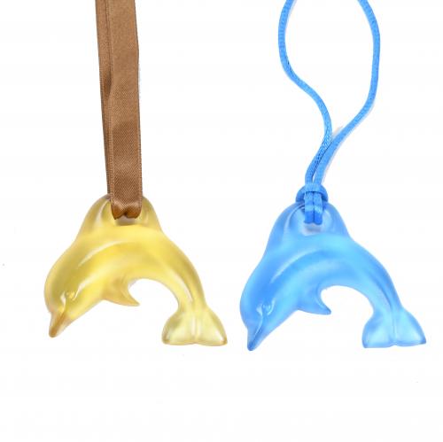 DAUM FRANCE. DOLPHIN PENDANTS.
