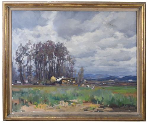 RAMON BARNADAS (1909/15-1981). "PAISAJE DE OLOT", 1952.