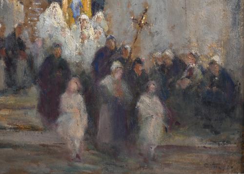 ESCUELA ESPAÑOLA, SIGLO XX. "PROCESIÓN".