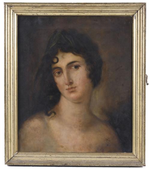 CATALAN SCHOOL, EARLY 19TH CENTURY. FOLLOWER OF JOSEP BERNAT FLAUGIER (1757-1813).  "CLASSICAL BUST (APOLLO?)", C. 1800-1808.