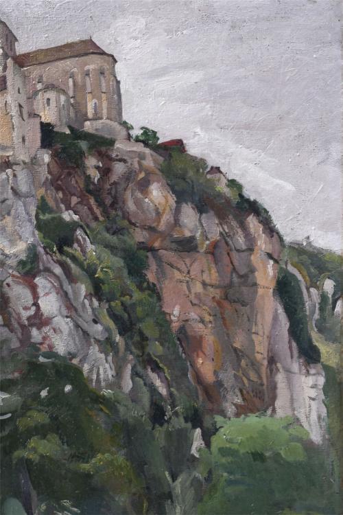 PERE DAURA (1896-1976). "SAINT-CIRQ-LAPOPIE", 1930s.