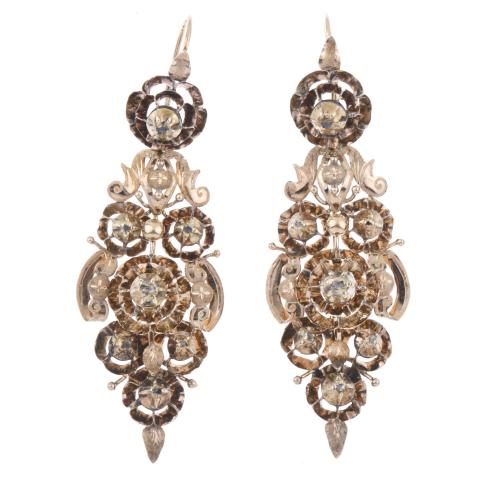 CATALAN LONG EARRINGS, 19TH CENTURY.