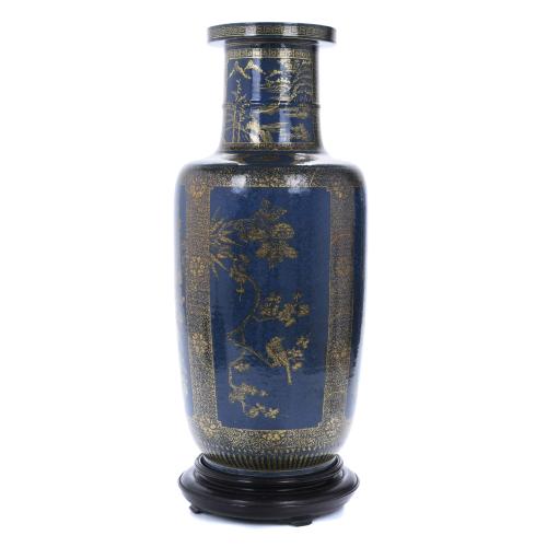 LARGE CHINESE REPUBLIC POWDER-BLUE VASE, 1920-1950.