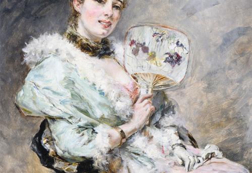 EDUARDO LEÓN GARRIDO (1856-1949). "GIRL WITH A FAN ".