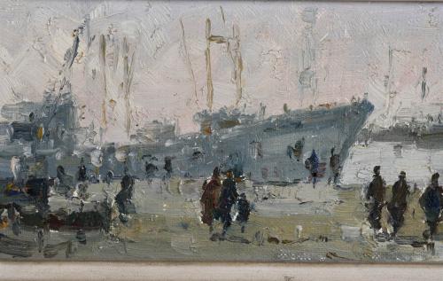 PERE MONTSERRAT (1926). Pair of oil paintings: "DE PASEO, P
