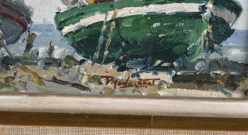 PERE MONTSERRAT (1926). Pair of oil paintings: "DE PASEO, P