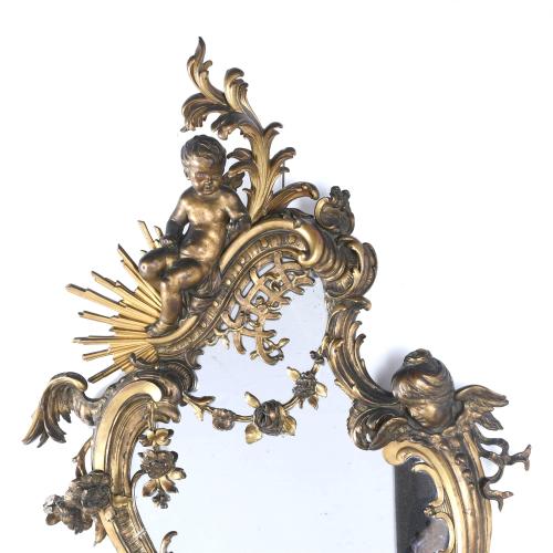 LOUIS XV STYLE LARGE WALL MIRROR, MID 20TH CENTURY.