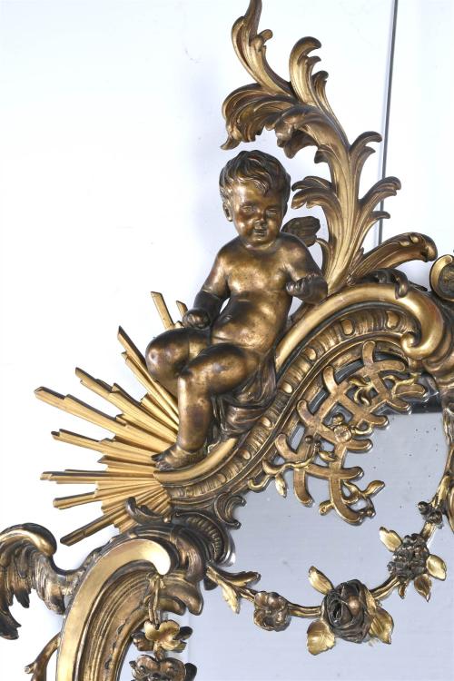 LOUIS XV STYLE LARGE WALL MIRROR, MID 20TH CENTURY.