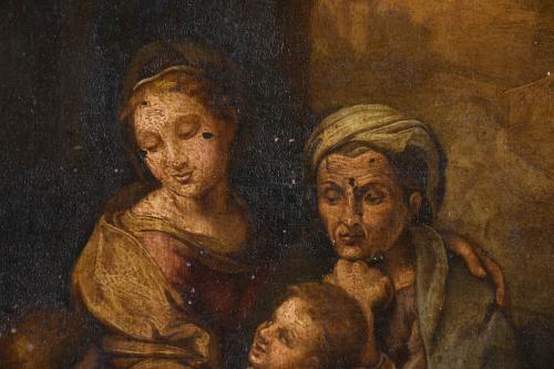 18TH CENTURY SPANISH SCHOOL "HOLY FAMILY WITH SAINT JOHN AN