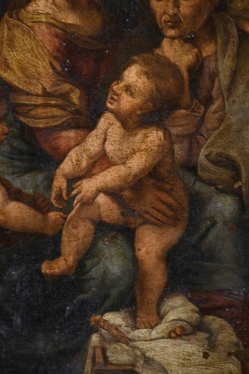 18TH CENTURY SPANISH SCHOOL "HOLY FAMILY WITH SAINT JOHN AN