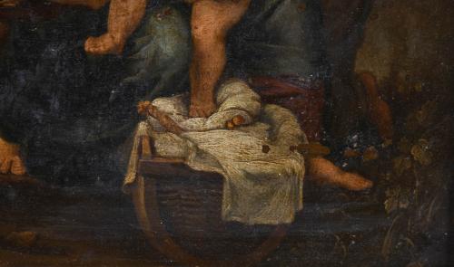 18TH CENTURY SPANISH SCHOOL "HOLY FAMILY WITH SAINT JOHN AN