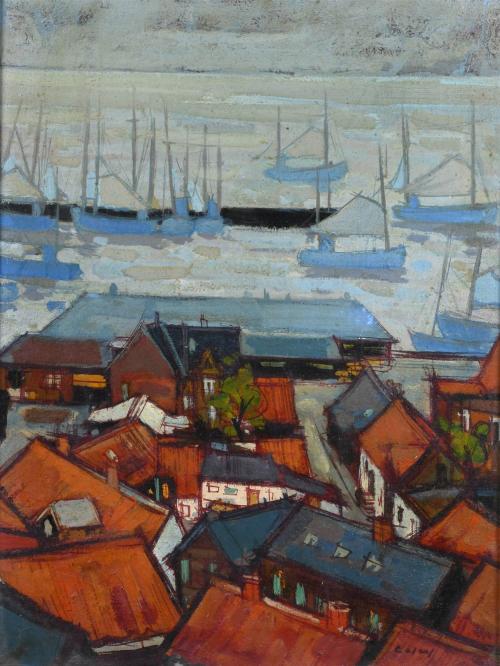 JESUS CASAUS MECHO (1926-2002). "VILLAGE AND HARBOUR".