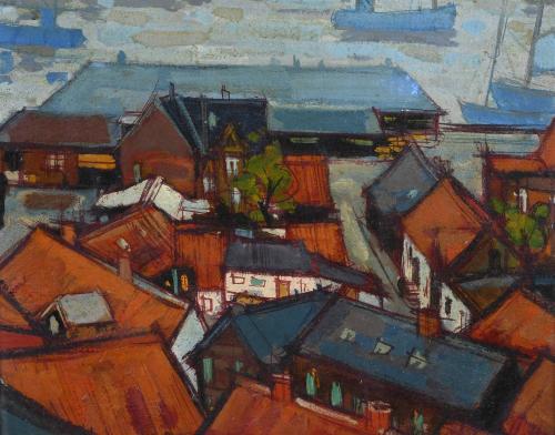 JESUS CASAUS MECHO (1926-2002). "VILLAGE AND HARBOUR".