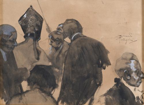 RICCARDO PELLEGRINI (1863-1934). "CHARACTERS AND BISHOP".