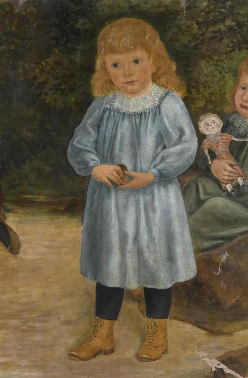 20TH CENTURY SPANISH SCHOOL. "CHILDREN AND CAT".