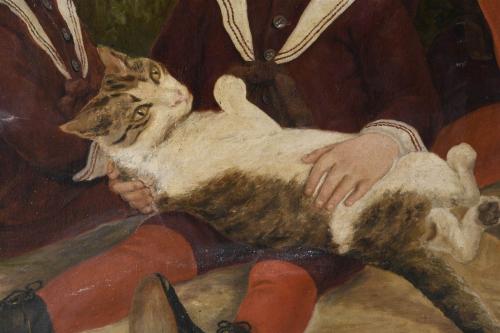 20TH CENTURY SPANISH SCHOOL. "CHILDREN AND CAT".