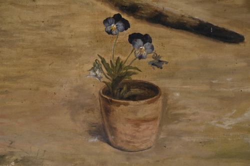 20TH CENTURY SPANISH SCHOOL. "CHILDREN AND CAT".