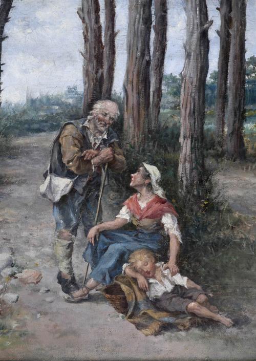 ANTONI DE FERRER CORRIOL (1849-1909). "PEASANTS IN A FOREST