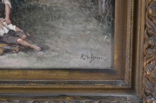 ANTONI DE FERRER CORRIOL (1849-1909). "PEASANTS IN A FOREST