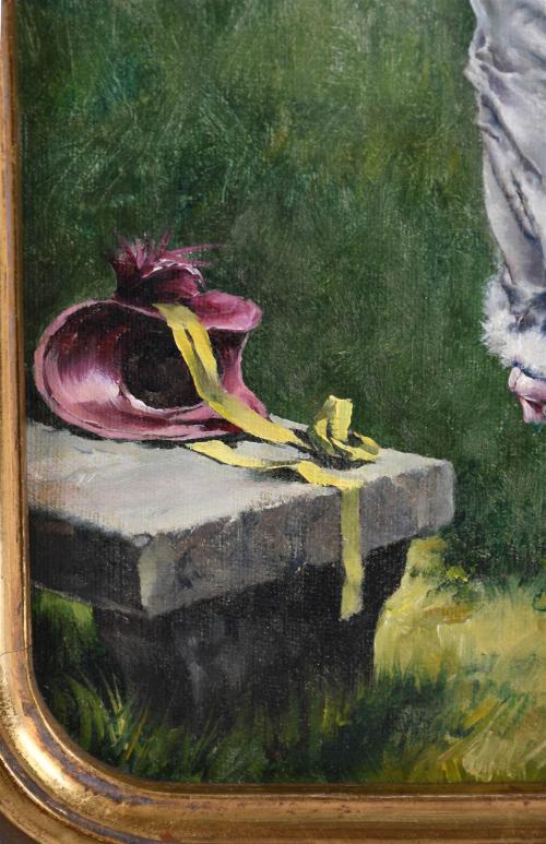 ANTONIO FABRÉS (1854-1938). "LADY IN THE GARDEN".