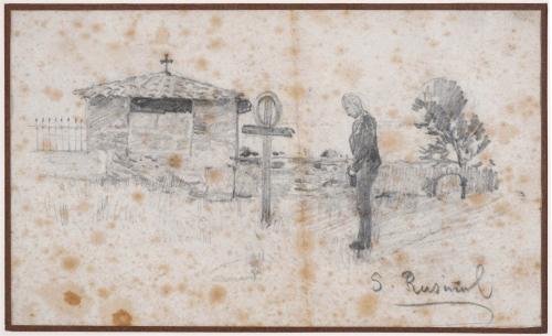 SANTIAGO RUSIÑOL (1861-1931). "YOUNG MAN IN A CEMETERY". 