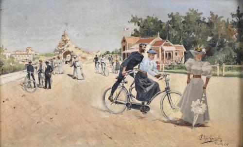 FELIPE GONZÁLEZ (SIGLO XIX).  "PASEO DE BIARRITZ", 1895.