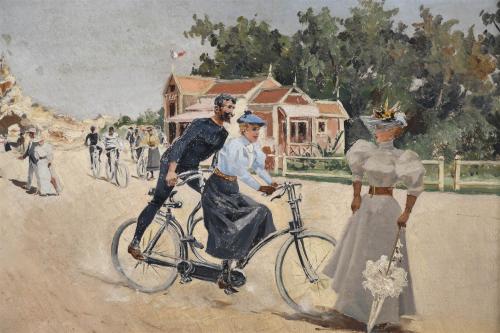 FELIPE GONZÁLEZ (19TH CENTURY). "PROMENADE IN BIARRITZ", 18