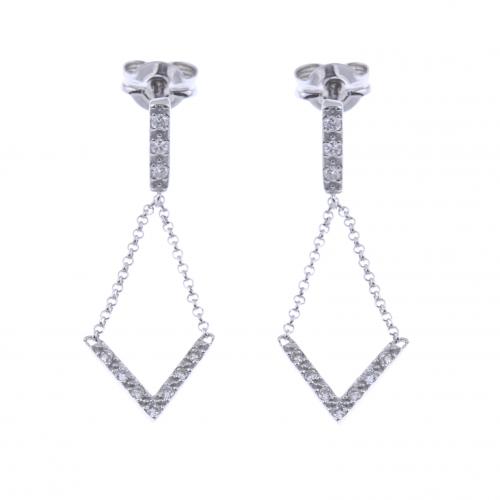 PENDIENTES LARGOS EN ORO BLANCO Y DIAMANTES.
