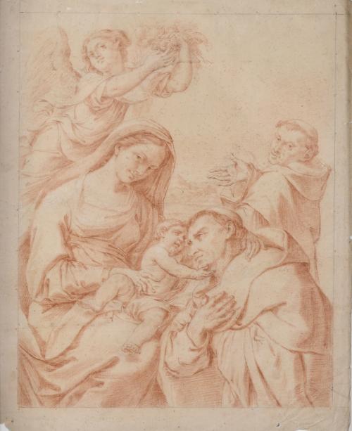 18TH CENTURY ITALIAN SCHOOL "MADONNA WITH CHILD WITH SAINT DOMINIC AND SAINT VINCENT FERRER".