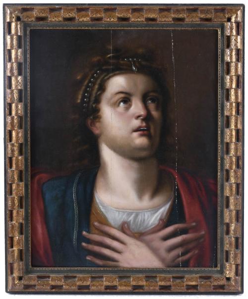 ATTRIBUTED TO 17TH-CENTURY FLEMISH SCHOOL. "HOLY WOMAN IN E