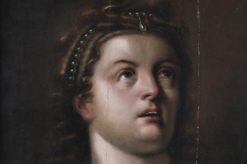 ATTRIBUTED TO 17TH-CENTURY FLEMISH SCHOOL. "HOLY WOMAN IN E