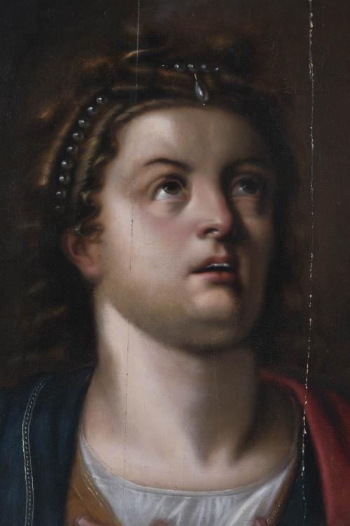 ATTRIBUTED TO 17TH-CENTURY FLEMISH SCHOOL. "HOLY WOMAN IN E