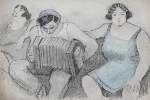 RICARD OPISSO (1880-1966). "GIRLS WITH AN ACCORDION".