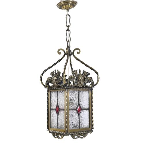 LÁMPARA FAROL DE TECHO ART NOUVEAU, PRIMERAS DÉCADAS SIGLO XX.