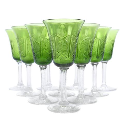 SET OF TEN WHITE WINE GLASSES, MID 20TH CENTURY.