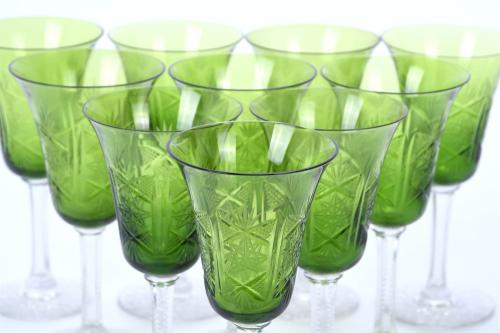 SET OF TEN WHITE WINE GLASSES, MID 20TH CENTURY.