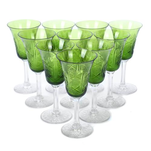 SET OF TEN WHITE WINE GLASSES, MID 20TH CENTURY.