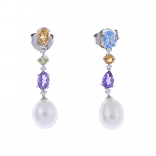 PENDIENTES CON PERLA "TUTTI FRUTTI".