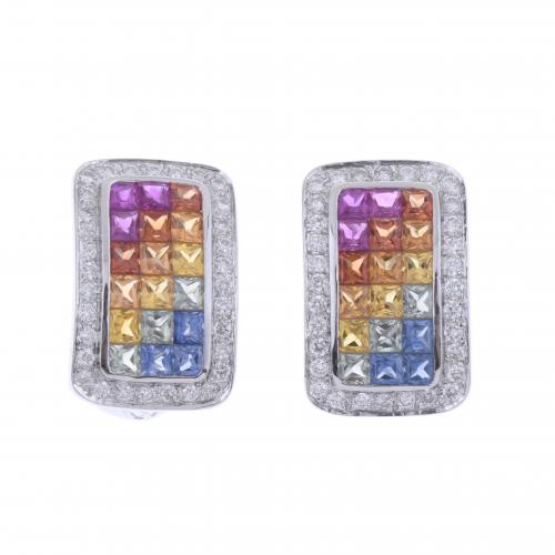 PENDIENTES EN ORO BLANCO "RAINBOW".